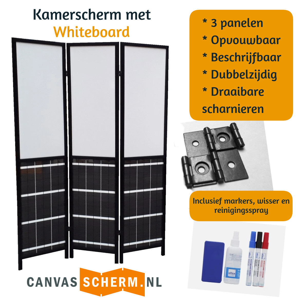 Kamerscherm Whiteboard NOM 3 panelen