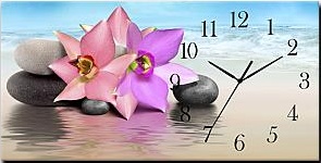 Wandklok Orchidee met Stenen
