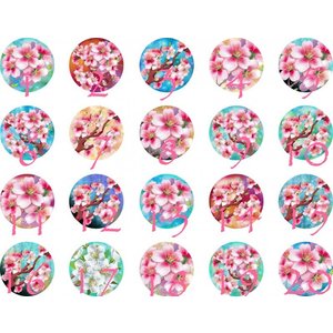 Mix Glascabochon hanger cherry flowers vanaf 14mm - Copy