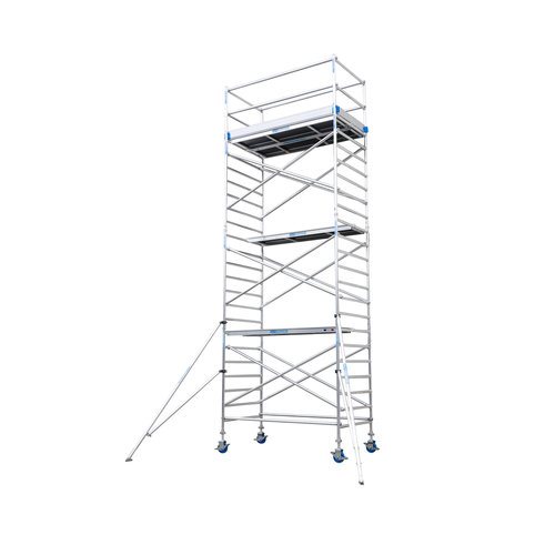 Aanhanger + Rolsteiger Professional 135 x 190 x 8,2m werkhoogte + enkele voorloopleuning Euroscaffold Aanhanger + Rolsteiger Professional 135 x 190 x 8,2m werkhoogte + enkele voorloopleuning