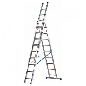 Eurostairs Eurostairs Driedelige Reformladder recht 3x14 sporten + gevelrollen Eurostairs Driedelige Reformladder recht 3x14 sporten + gevelrollen