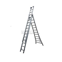 MAXALL® Maxall Driedelige Reformladder uitgebogen 3x12 sporten + gevelrollen