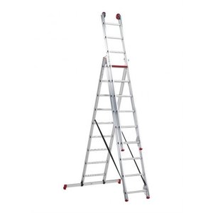 Altrex Altrex All Round driedelige ladder ongecoat 3x9 treden Altrex All Round driedelige ladder ongecoat 3x9 treden
