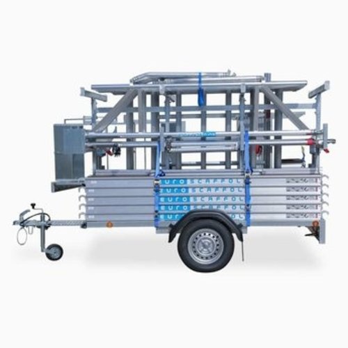 Euroscaffold Steigeraanhanger 305 + Rolsteiger Voorloopleuning Enkel 135 x 305 x 9,2 meter werkhoogte