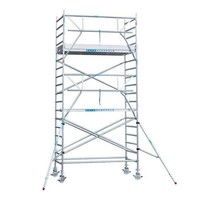 Euroscaffold Steigeraanhanger 305 + Rolsteiger Voorloopleuning Enkel 135 x 305 x 11,2 meter werkhoogte