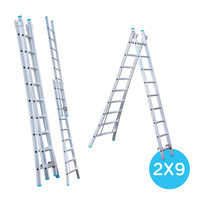 Eurostairs Eurostairs Reformladder dubbel uitgebogen 2 x 9 sporten