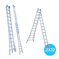 Eurostairs Eurostairs Reformladder dubbel uitgebogen 2 x 12 sporten + gevelrollen