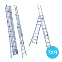 Eurostairs Eurostairs Reformladder driedelig uitgebogen 3 x 9 sporten