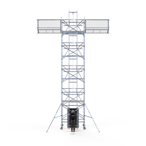 Solar Rolsteiger 135x250x10,2m werkhoogte, inclusief Solar lift, Safeguard dakrandbeveiliging Euroscaffold Solar Rolsteiger 135x250x10,2m werkhoogte, inclusief Solar lift, Safeguard dakrandbeveiliging