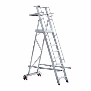 Eurostairs Professionele verrijdbare magazijntrap 8 treden Professionele verrijdbare magazijntrap 8 treden