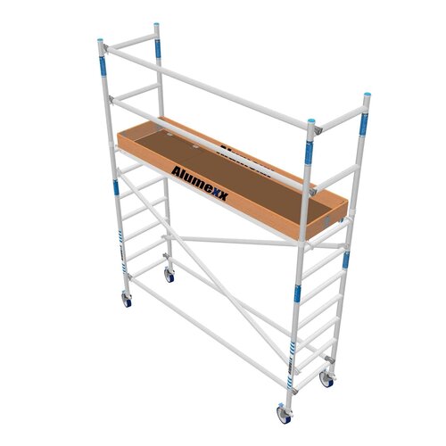 Rolsteiger Alumexx Basic 75 x 190  x 4.20m werkhoogte met carbon platformen Alumexx Rolsteiger Alumexx Basic 75 x 190  x 4.20m werkhoogte met carbon platformen