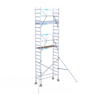Euroscaffold Euroscaffold Euro 75x190x7,2m werkhoogte carbon vloer enkele voorloopleuning Euroscaffold Euro 75x190x7,2m werkhoogte carbon vloer enkele voorloopleuning