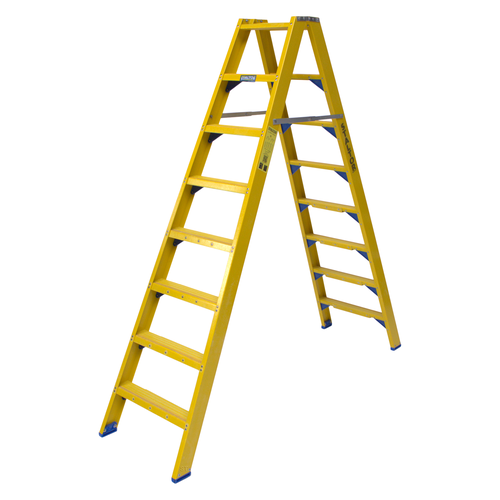 2 x 8 tr. incl. platform glasvezelversterkte Industrietrap Type DT + baktrede NEN2484 Staltor 2 x 8 tr. incl. platform glasvezelversterkte Industrietrap Type DT + baktrede NEN2484