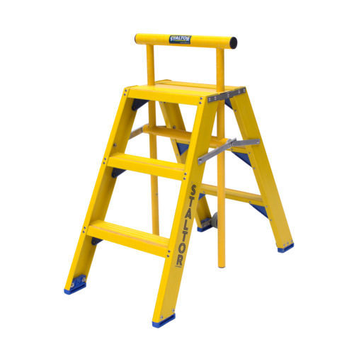 2 x 3 tr. incl. platform glasvezelversterkte Industrietrap Type DT + wegklapbare beugel NEN2484 Staltor 2 x 3 tr. incl. platform glasvezelversterkte Industrietrap Type DT + wegklapbare beugel NEN2484