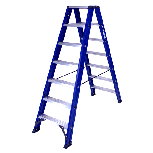 DAS products 2 x 7 incl. platform Industriële trap dubbel Blue type Hercules