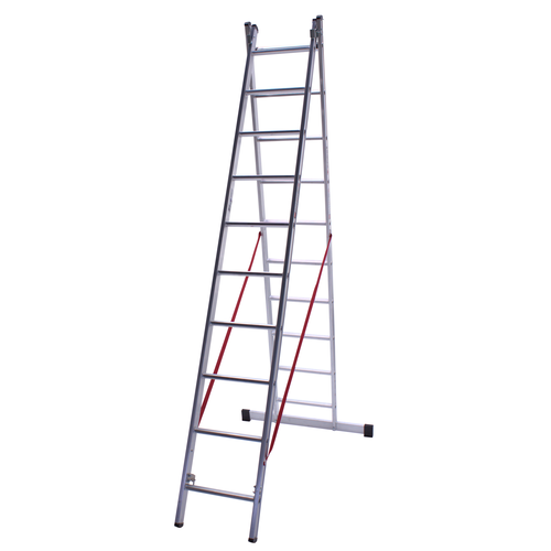 2 x 10 sp. Euroline Industrieladder 2-delig rechte voet met balk. Euroline 2 x 10 sp. Euroline Industrieladder 2-delig rechte voet met balk.