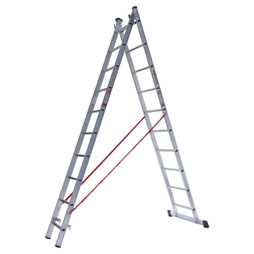 2 x 10 sp. Euroline Industrieladder 2-delig rechte voet met balk. Euroline 2 x 10 sp. Euroline Industrieladder 2-delig rechte voet met balk.