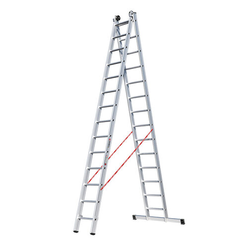 2 x 14 sp. Euroline Industrieladder 2-delig rechte voet met balk. Euroline 2 x 14 sp. Euroline Industrieladder 2-delig rechte voet met balk.