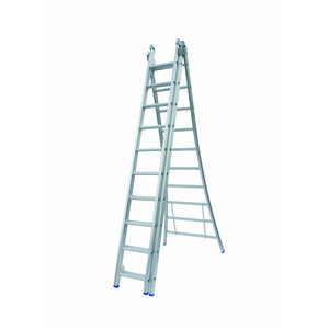 Solide 3 x 10 sp. Industrieladder 3-delig uitgebogen voet dubbelzetbaar Type D gecoat D10 3 x 10 sp. Industrieladder 3-delig uitgebogen voet dubbelzetbaar Type D gecoat D10