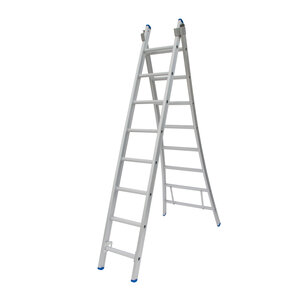 Solide 2 x 8 sp. Bouwladder 2-delig uitgebogen voet Type CB 2 x 8 sp. Bouwladder 2-delig uitgebogen voet Type CB
