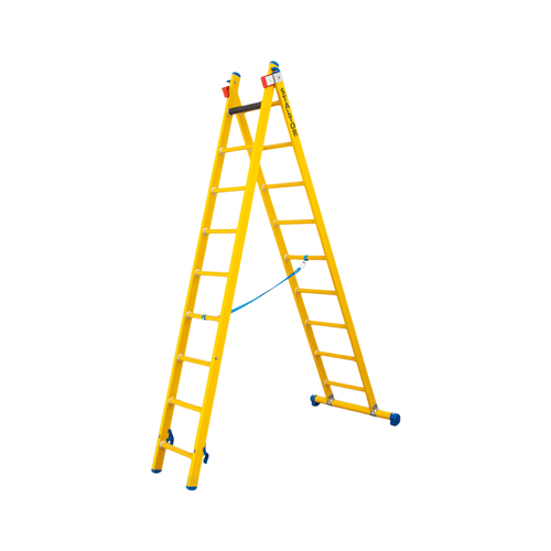 2 x 9 sp. Prof. 2-Delige Reformladder glasvezelversterkt + stabiliteitsbalk GVK Staltor 2 x 9 sp. Prof. 2-Delige Reformladder glasvezelversterkt + stabiliteitsbalk GVK