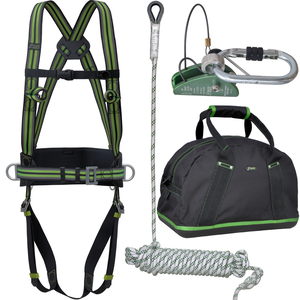 Kratos Complete set valbeveiliging Basic Daken / Afdalen 20mtr met afneembare lijnklem Complete set valbeveiliging Basic Daken / Afdalen 20mtr met afneembare lijnklem