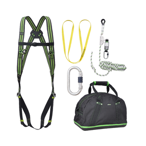 Kratos Complete set valbeveiliging Basic Daken Veiligheidslijn lijnklem 10 Ankerstrop Stalen karabijnhaak Complete set valbeveiliging Basic Daken Veiligheidslijn lijnklem 10 Ankerstrop Stalen karabijnhaak