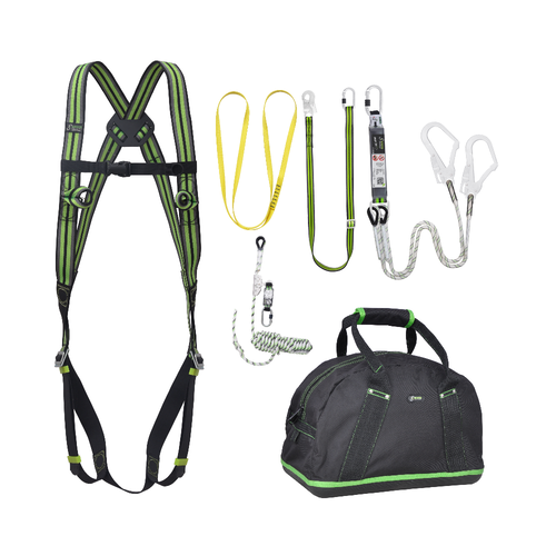 Kratos Complete set valbeveiliging Basic Y-leeflijn 1.5m met veiligheidslijn 10m en werkpositielijn 2m