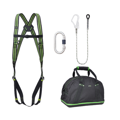 Kratos Complete set valbeveiliging Basic Kernmantellijn met steigerhaak 1.5m met opbergtas