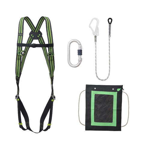 Kratos Complete set valbeveiliging Basic Kernmantellijn met steigerhaak 1.5m met draagtas