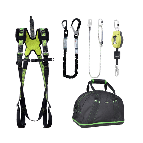 Kratos Complete set valbeveiliging Standaard Allround Valstopblok 6m Werkpositielijn 2m Leeflijn in elastische band