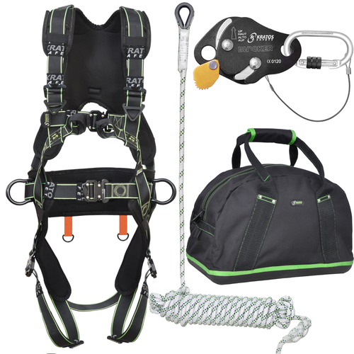 Complete set valbeveiliging Comfort Daken / Afdalen 30mtr Compacte lijnklem Kratos Complete set valbeveiliging Comfort Daken / Afdalen 30mtr Compacte lijnklem