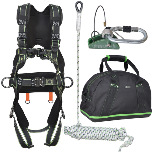 Complete set valbeveiliging Comfort Daken / Afdalen 30mtr Afneembare lijnklem Kratos Complete set valbeveiliging Comfort Daken / Afdalen 30mtr Afneembare lijnklem