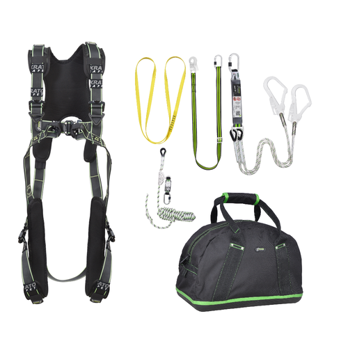Kratos Complete set valbeveiliging Comfort Y-leeflijn 1.5m met veiligheidslijn 10m en werkpositielijn 2m