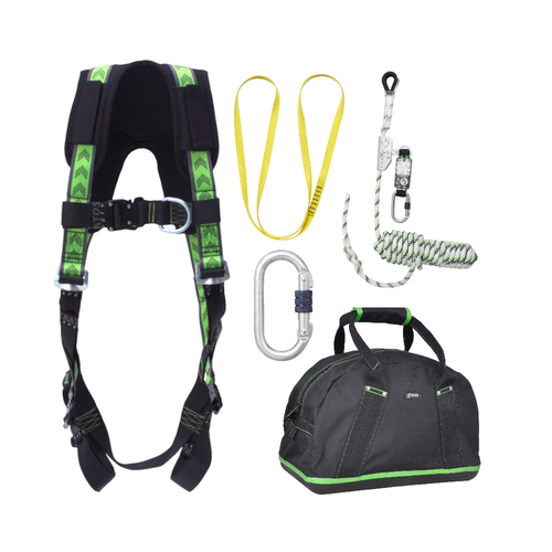 Complete set valbeveiliging Standaard-Plus Daken Veiligheidslijn lijnklem 10 Ankerstrop Stalen karabijnhaak Kratos Complete set valbeveiliging Standaard-Plus Daken Veiligheidslijn lijnklem 10 Ankerstrop Stalen karabijnhaak