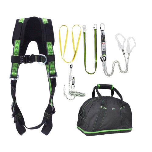 Kratos Complete set valbeveiliging Standaard-Plus Y-leeflijn 1.5m met veiligheidslijn 10m en werkpositielijn 2m