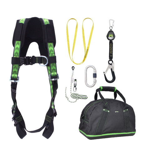 Complete set valbeveiliging Standaard-Plus Allround Valstopblok riem 2m Veiligheidslijn lijnklem 10 Ankerstrop Stalen karabijnhaak Kratos Complete set valbeveiliging Standaard-Plus Allround Valstopblok riem 2m Veiligheidslijn lijnklem 10 Ankerstrop Stalen karabijnhaak