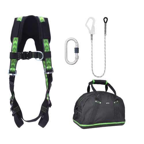 Complete set valbeveiliging Standaard-Plus Kernmantellijn met steigerhaak 1.5m met opbergtas Kratos Complete set valbeveiliging Standaard-Plus Kernmantellijn met steigerhaak 1.5m met opbergtas