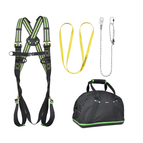 Kratos Complete set valbeveiliging Daken Basic Harnas II Werkpositielijn 2m Ankerstrop