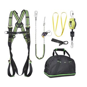 WEEKDEAL: Complete set valbeveiliging Daken Basic Harnas II Valstopblok 6m Werkpositielijn +klem 5m Ankerstrop Ankerpunt voor op hout