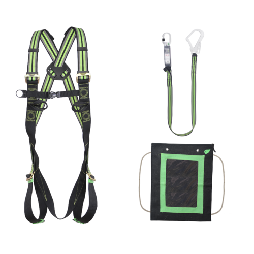 Complete set valbeveiliging Steiger Basic Harnas II | M-XL met draagtas Kratos Complete set valbeveiliging Steiger Basic Harnas II | M-XL met draagtas