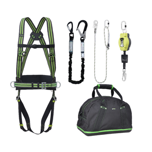 WEEKDEAL: Complete set valbeveiliging Allround Basic harnas antival Valstopblok 6m Werkpositielijn 2m Leeflijn in elastische band