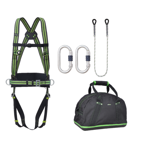 Complete set valbeveiliging Hoogwerker Basic harnas antival met opbergtas Kratos Complete set valbeveiliging Hoogwerker Basic harnas antival met opbergtas