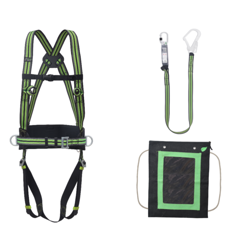 Complete set valbeveiliging Steiger Basic harnas antival met draagtas Kratos Complete set valbeveiliging Steiger Basic harnas antival met draagtas