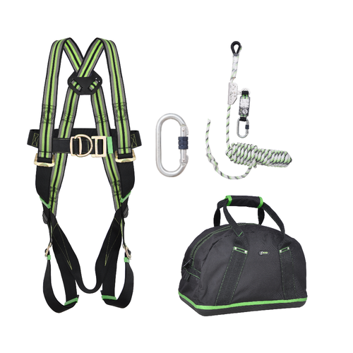 Kratos Complete set valbeveiliging Daken Antival harnas III Veiligheidslijn lijnklem 10 Stalen karabijnhaak