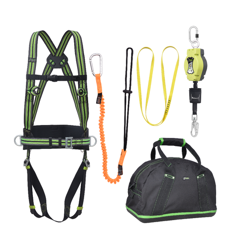 Complete set valbeveiliging Allround Basic harnas antival Valstopblok 6m Ankerstrop Uitrekb. gereedschapslijn Kratos Complete set valbeveiliging Allround Basic harnas antival Valstopblok 6m Ankerstrop Uitrekb. gereedschapslijn