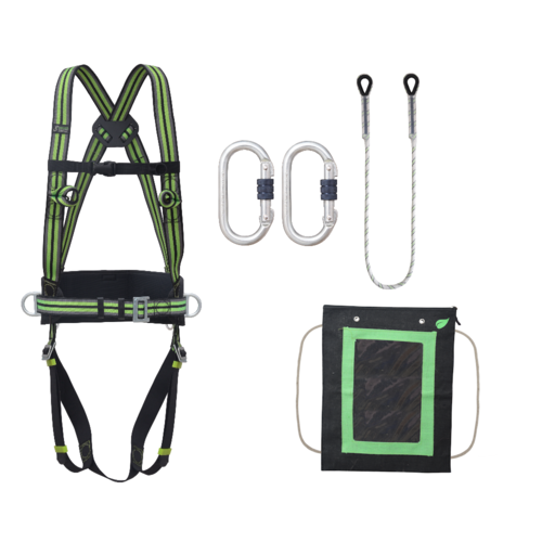 Complete set valbeveiliging Hoogwerker Basic harnas antival met draagtas Kratos Complete set valbeveiliging Hoogwerker Basic harnas antival met draagtas