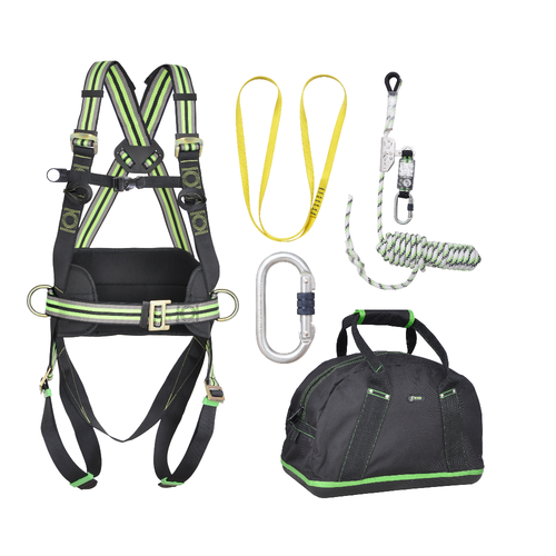 Kratos Complete set valbeveiliging Daken Antival- zekeringgordel Veiligheidslijn lijnklem 10 Ankerstrop Stalen karabijnhaak