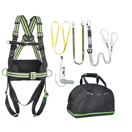 Kratos Complete set valbeveiliging Y-leeflijn 1.5m met veiligheidslijn 10m en werkpositielijn 2m Antival- zekeringgordel