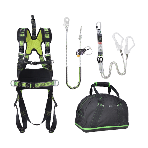 Complete set valbeveiliging met werkpositielijn en Y-leeflijn Harnas werkpositie lijn Kratos Complete set valbeveiliging met werkpositielijn en Y-leeflijn Harnas werkpositie lijn